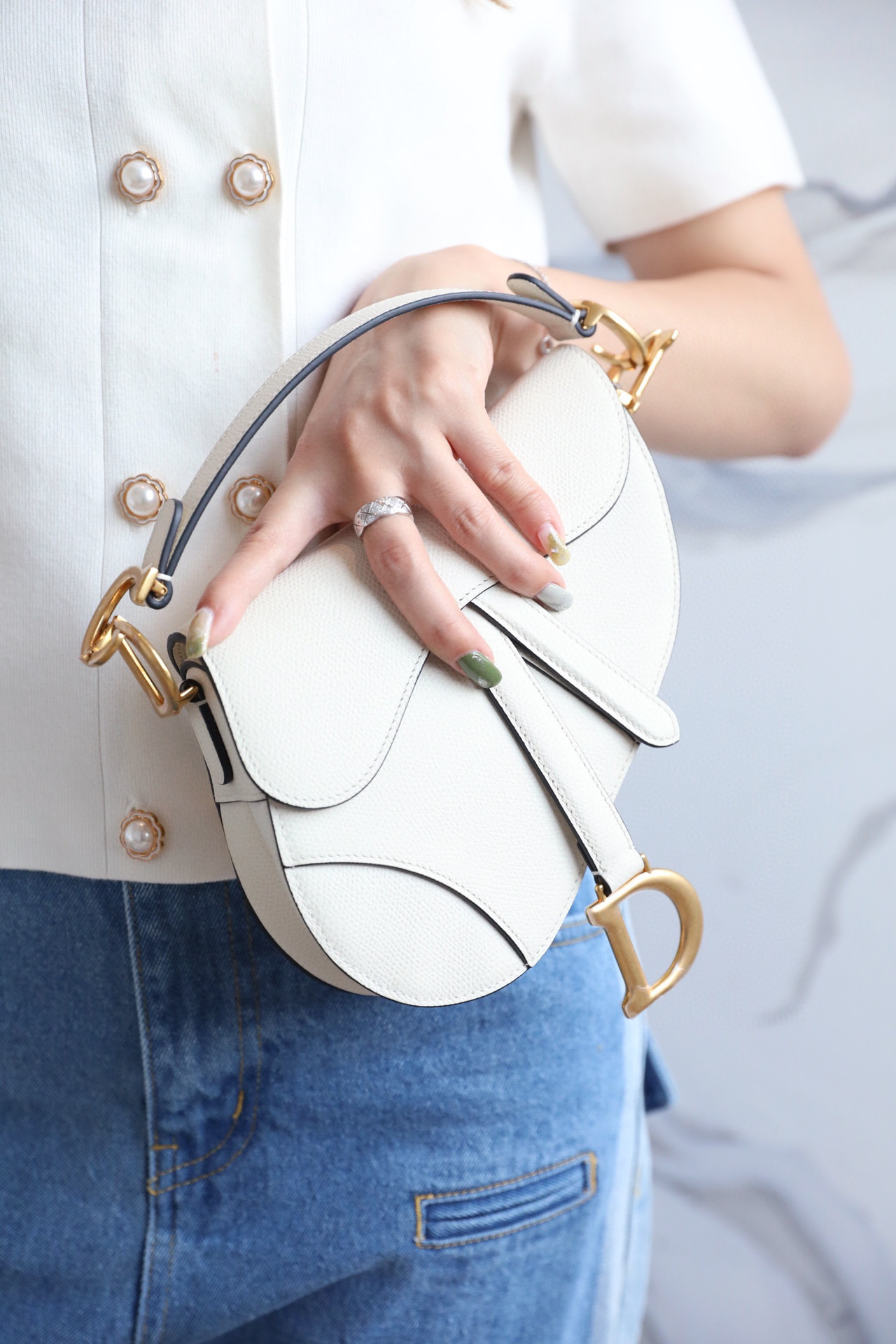 DIOR Mini SADDLE BAG Latte Grained Calfskin