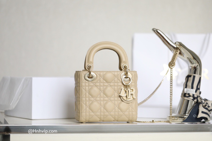 MINI LADY DIOR BAG Latte Cannage Lambskin  Hàng hiệu 11 HVip