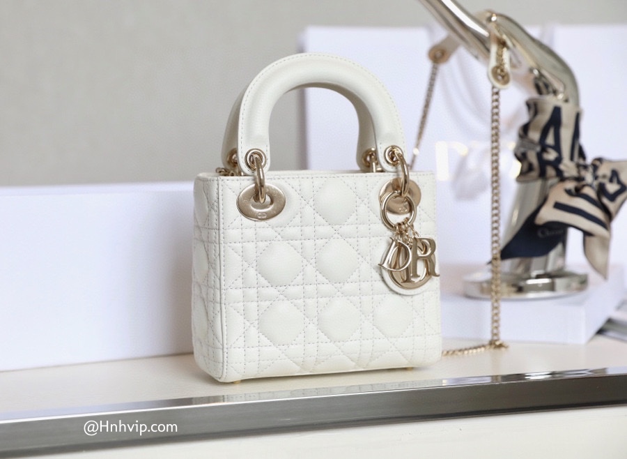 MINI LADY DIOR BAG Latte Cannage Lambskin