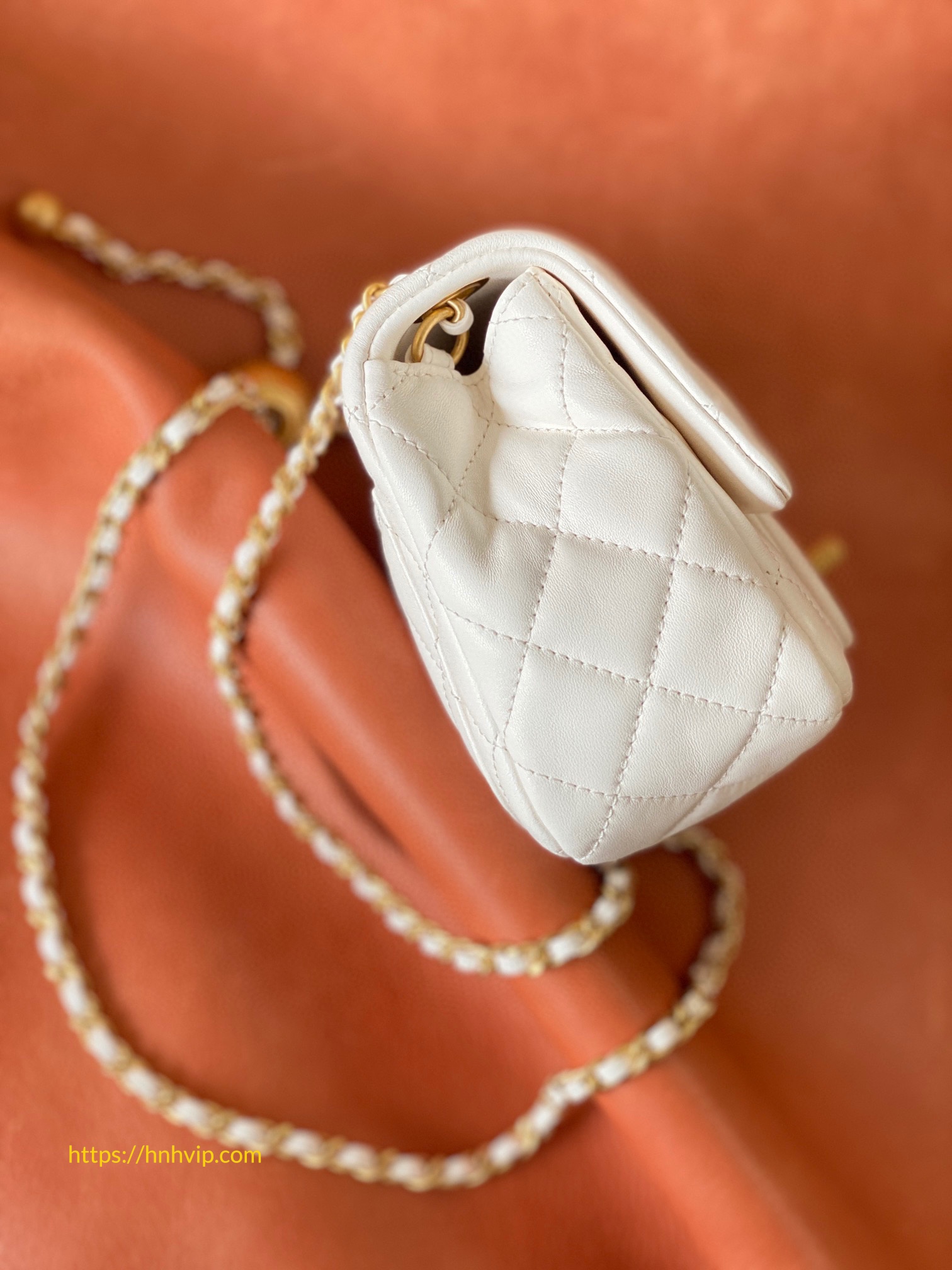 Chanel Classic Flap Runway Square Mini Pearl Crush Lambskin Leather