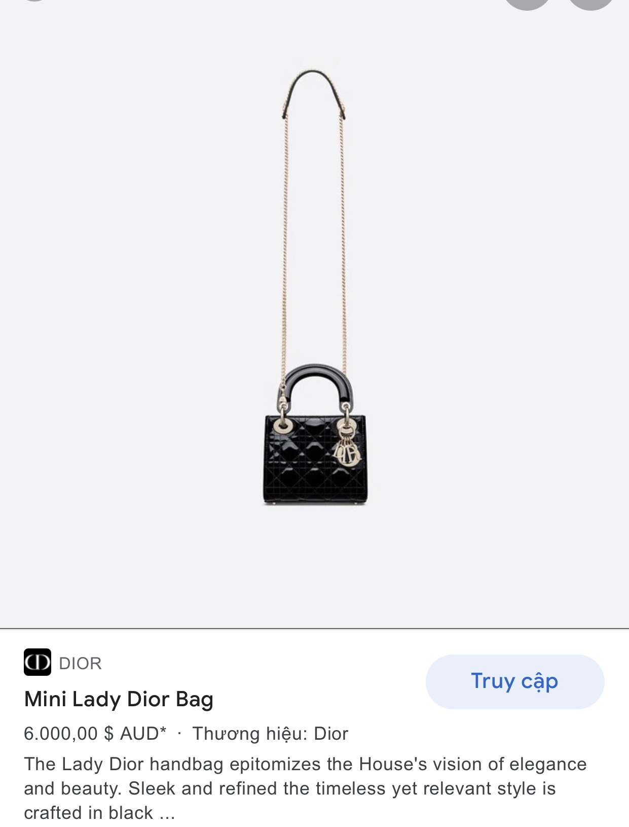 MINI LADY DIOR BAG Black Patent Cannage Calfskin