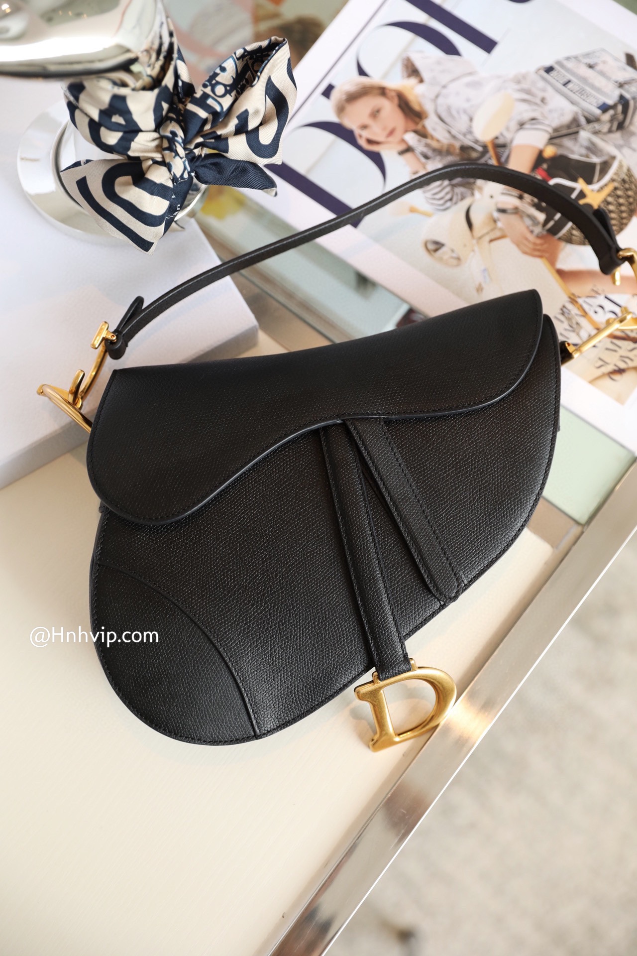 DIOR SADDLE BAG Black Grained Calfskin