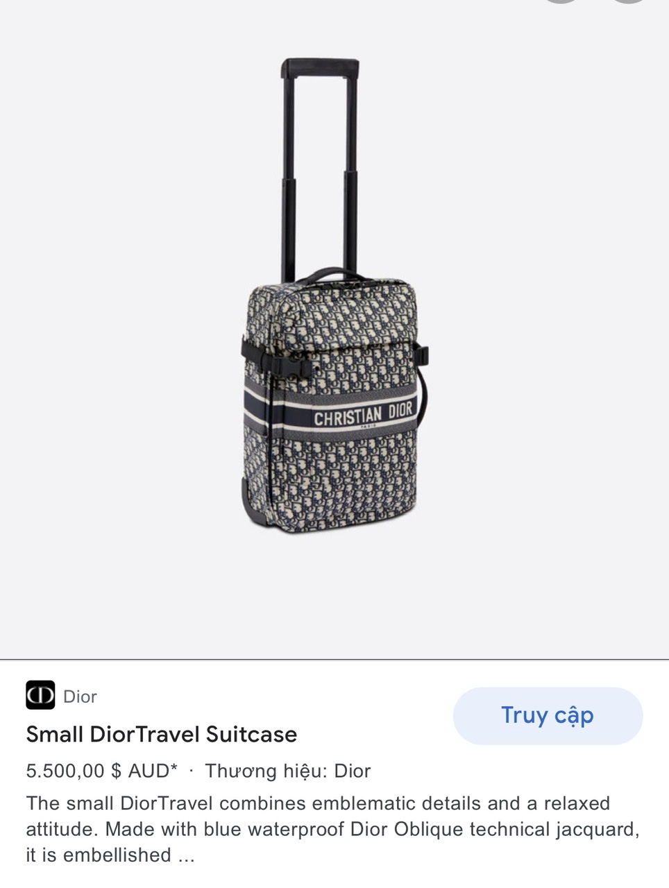 Medium DiorTravel Suitcase Blue Dior Oblique Technical Jacquard