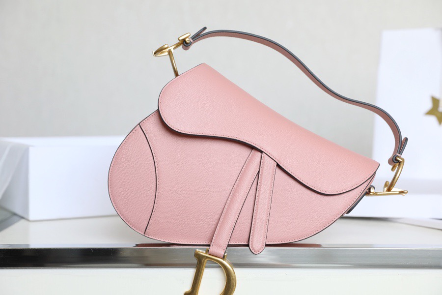 DIOR SADDLE BAG Pink Grained Calfskin