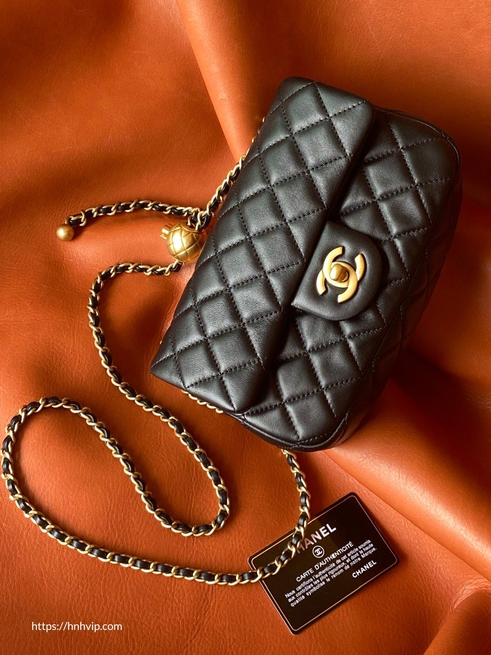 Chanel Classic Flap Runway Square small Pearl Crush Lambskin Leather