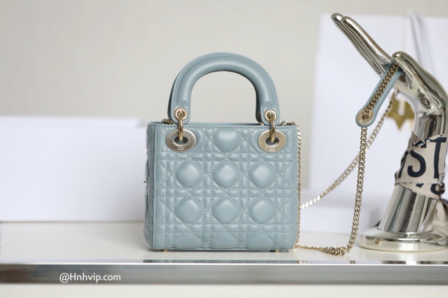 MINI LADY DIOR BAG Cloud Blue Cannage Lambskin