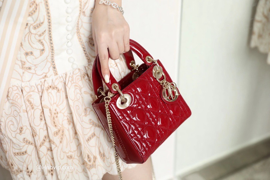 MINI LADY DIOR BAG Cherry Red Patent Cannage Calfskin