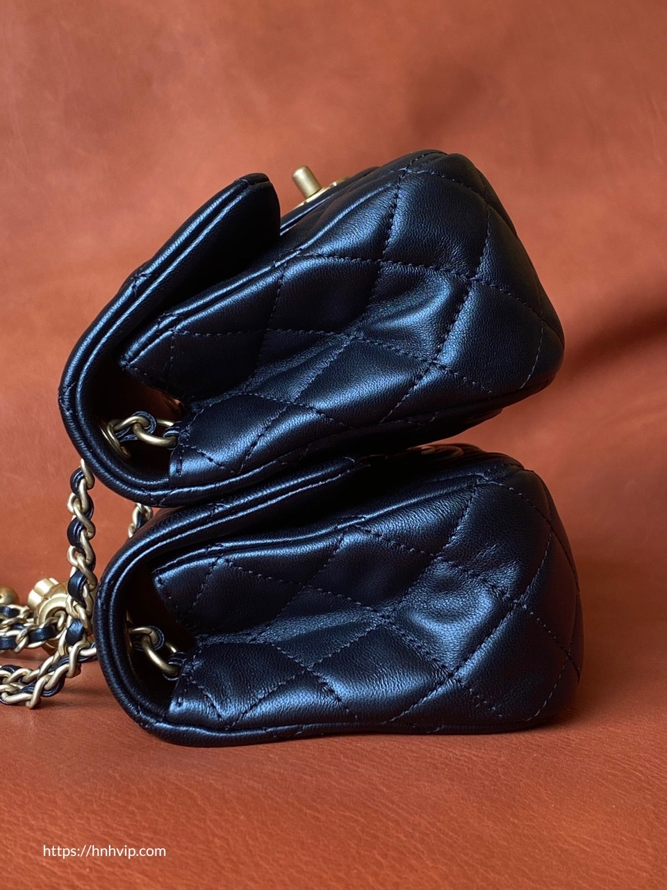 Chanel Classic Flap Runway Square small Pearl Crush Lambskin Leather