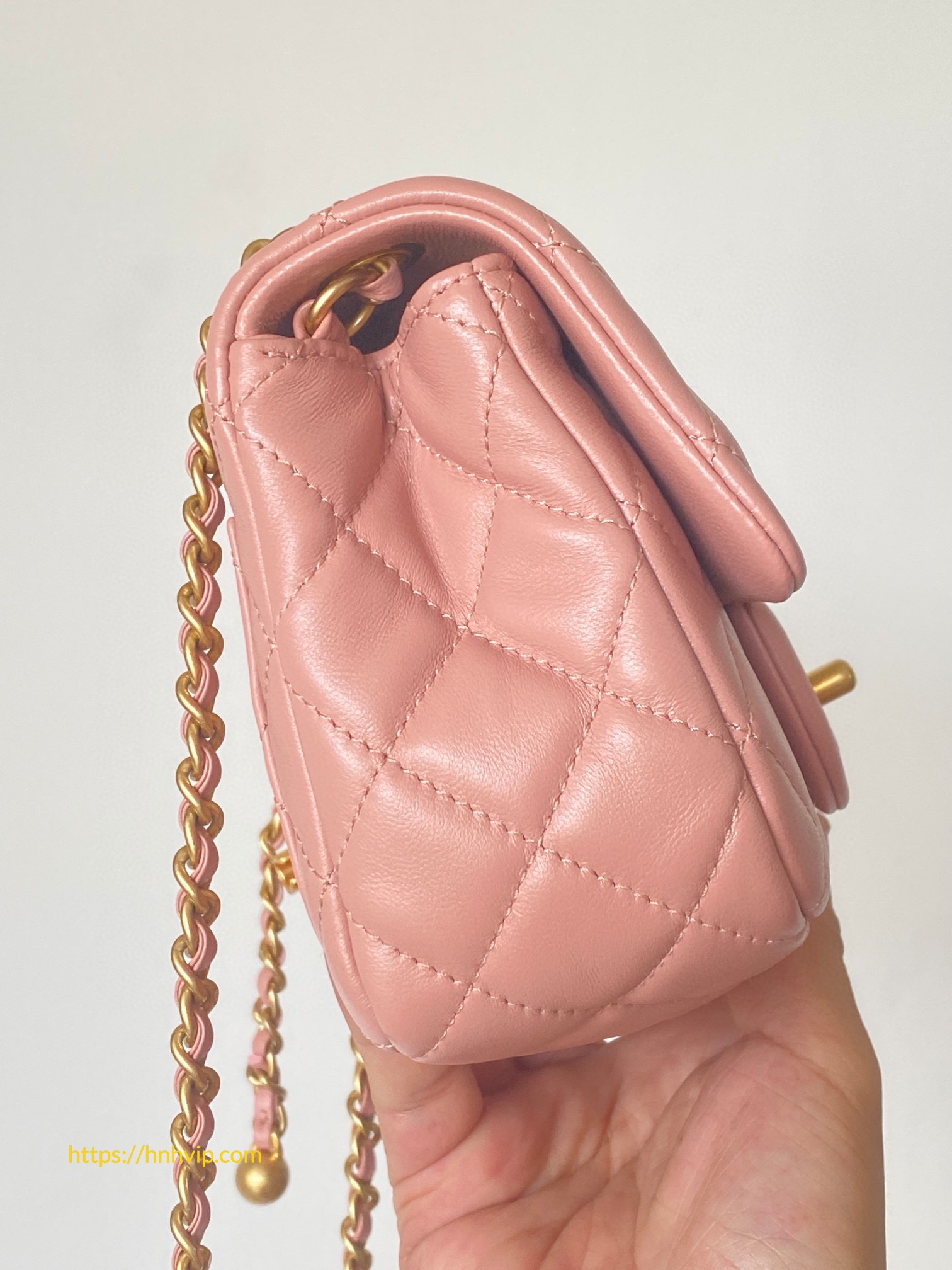 Chanel Classic Flap Runway Square Mini Pearl Crush Lambskin Leather