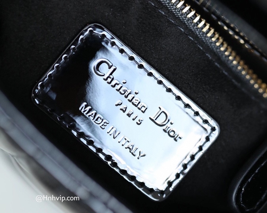 MINI LADY DIOR BAG Black Patent Cannage Calfskin