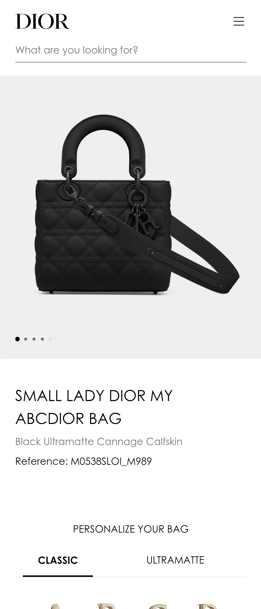 Dior SMALL LADY DIOR MY ABCDIOR BAG Black Ultramatte Cannage Calfskin M0538SLOI_M989