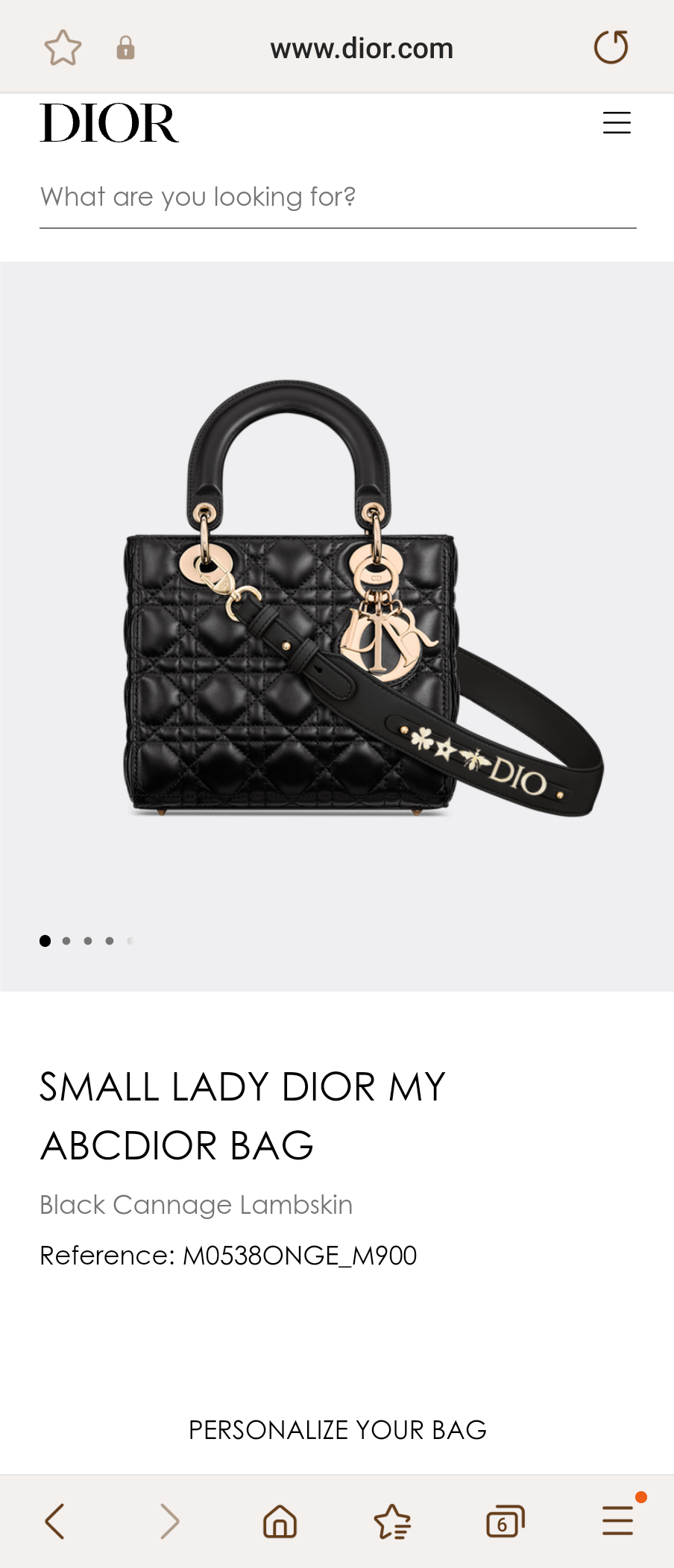 DIOR SMALL LADY DIOR MY ABCDIOR BAG Black Cannage Lambskin M0538ONGE_M900