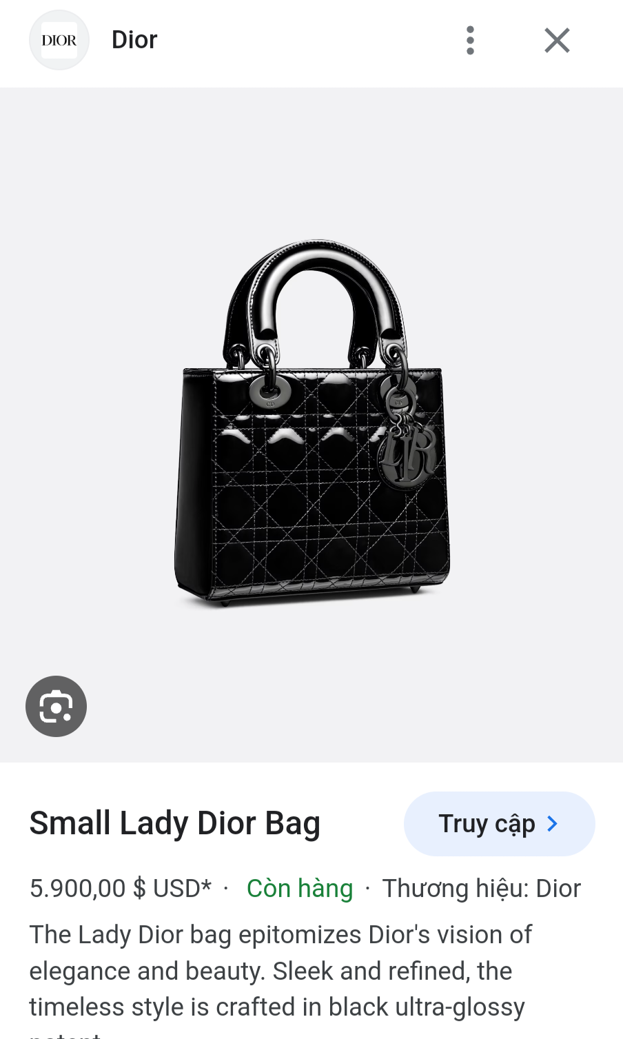 DIOR Small Lady Dior Bag Black Ultraglossy Patent Cannage Calfskin
