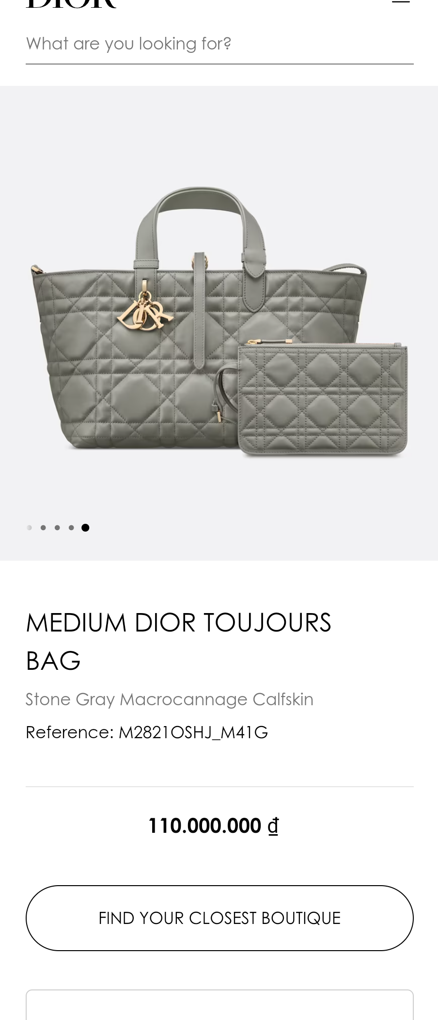 DIOR MEDIUM DIOR TOUJOURS BAG Stone GrayMacro cannage Calfskin M2821OSHJ