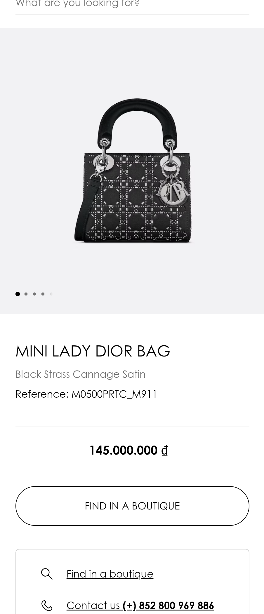 DIOR MINI LADY DIOR BAG Black Strass Cannage Satin M0500PRTC