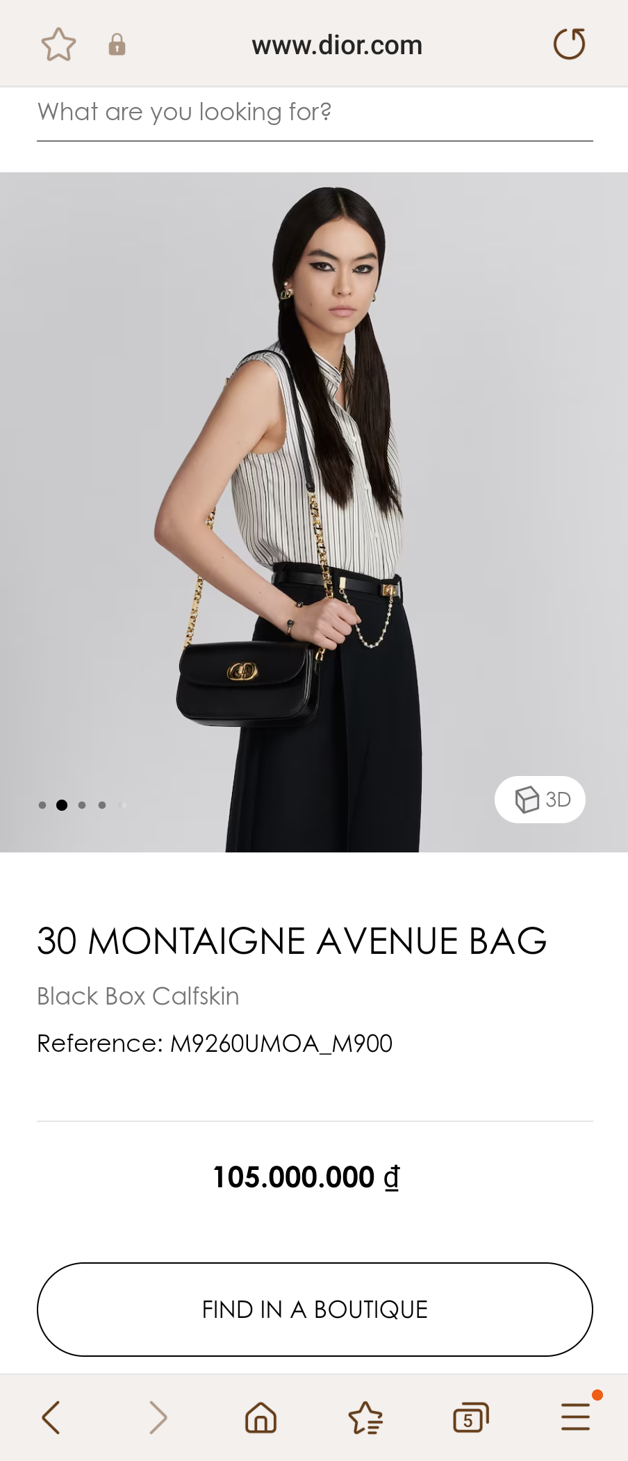 Dior 30 MONTAIGNE AVENUE BAG Black Box Calfskin M9260UMOA