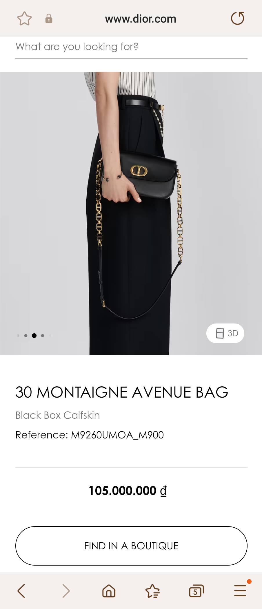 Dior 30 MONTAIGNE AVENUE BAG Black Box Calfskin M9260UMOA