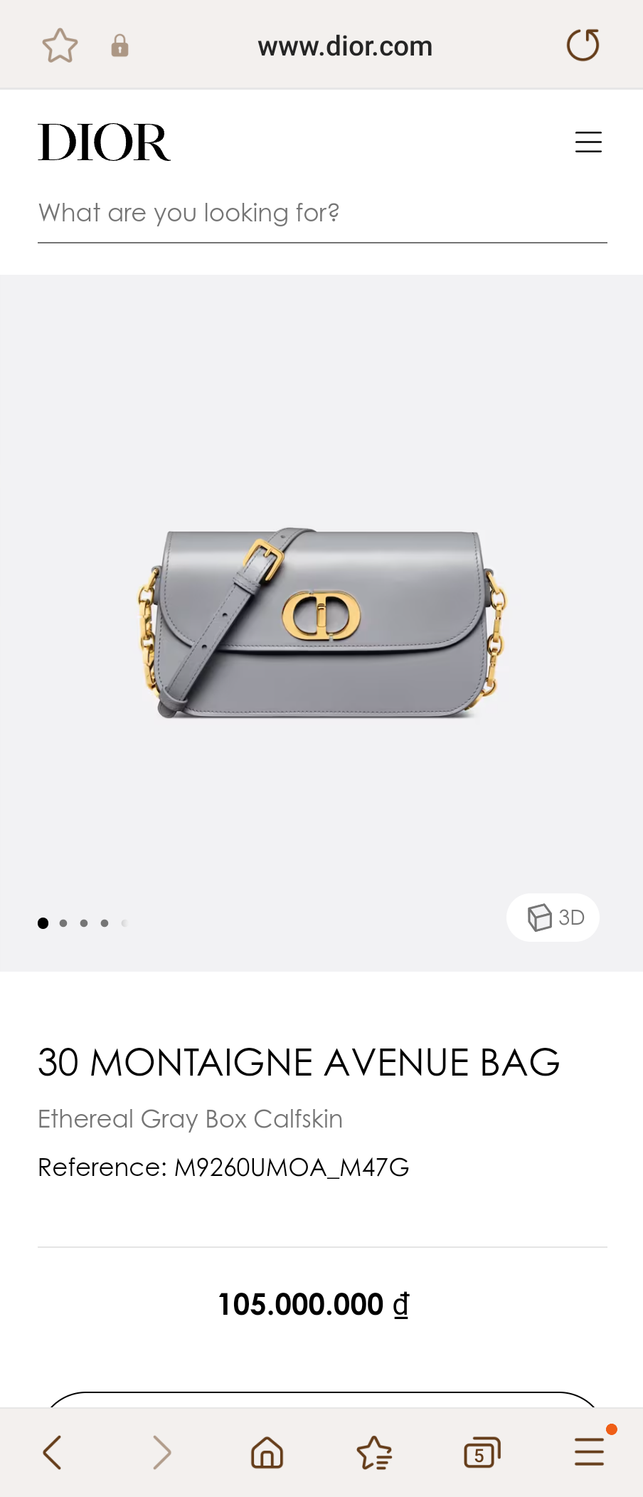 Dior 30 MONTAIGNE AVENUE BAG Ethereal Gray Box Calfskin M9260UMOA