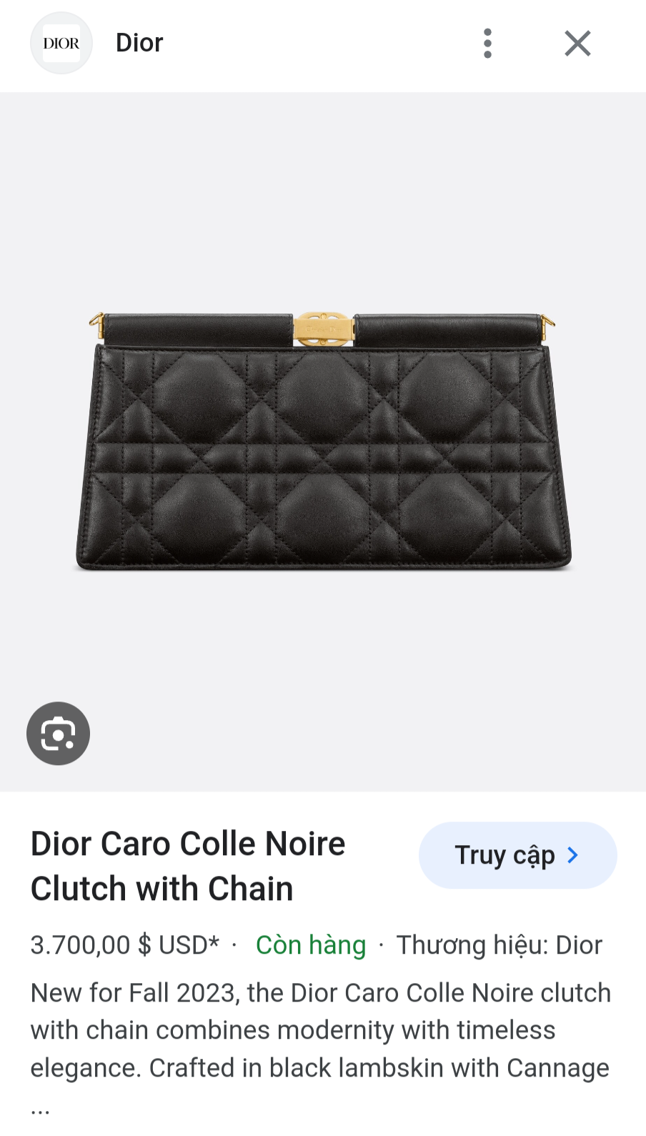 Dior Caro Colle Noire Clutch With Chain Black Cannage S5166UDBB