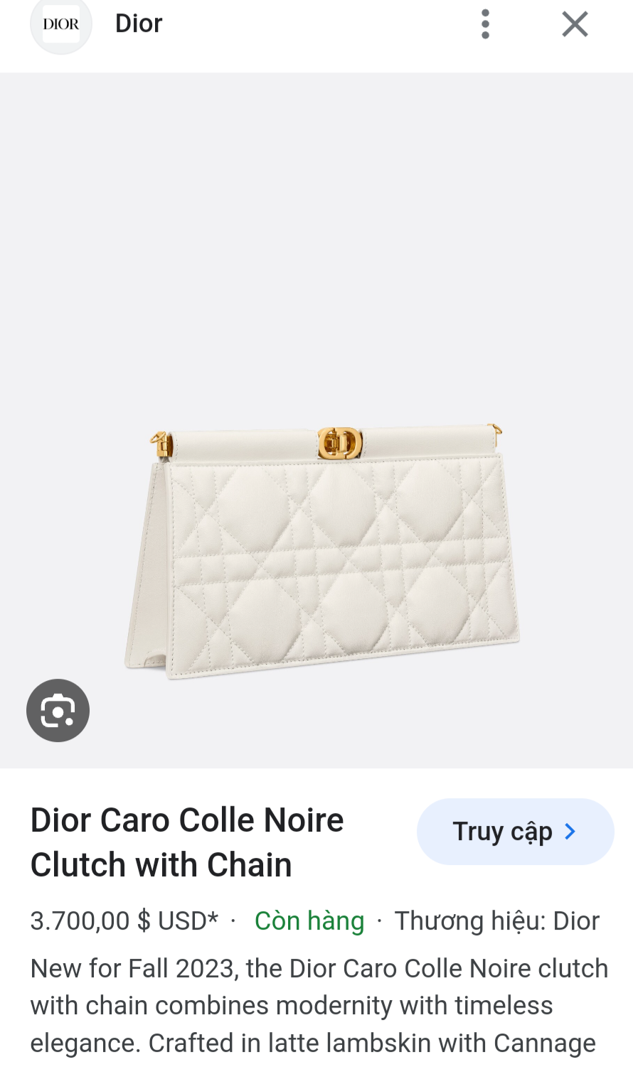 Dior Caro Colle Latte Clutch With Chain Black Cannage S5166UDBB
