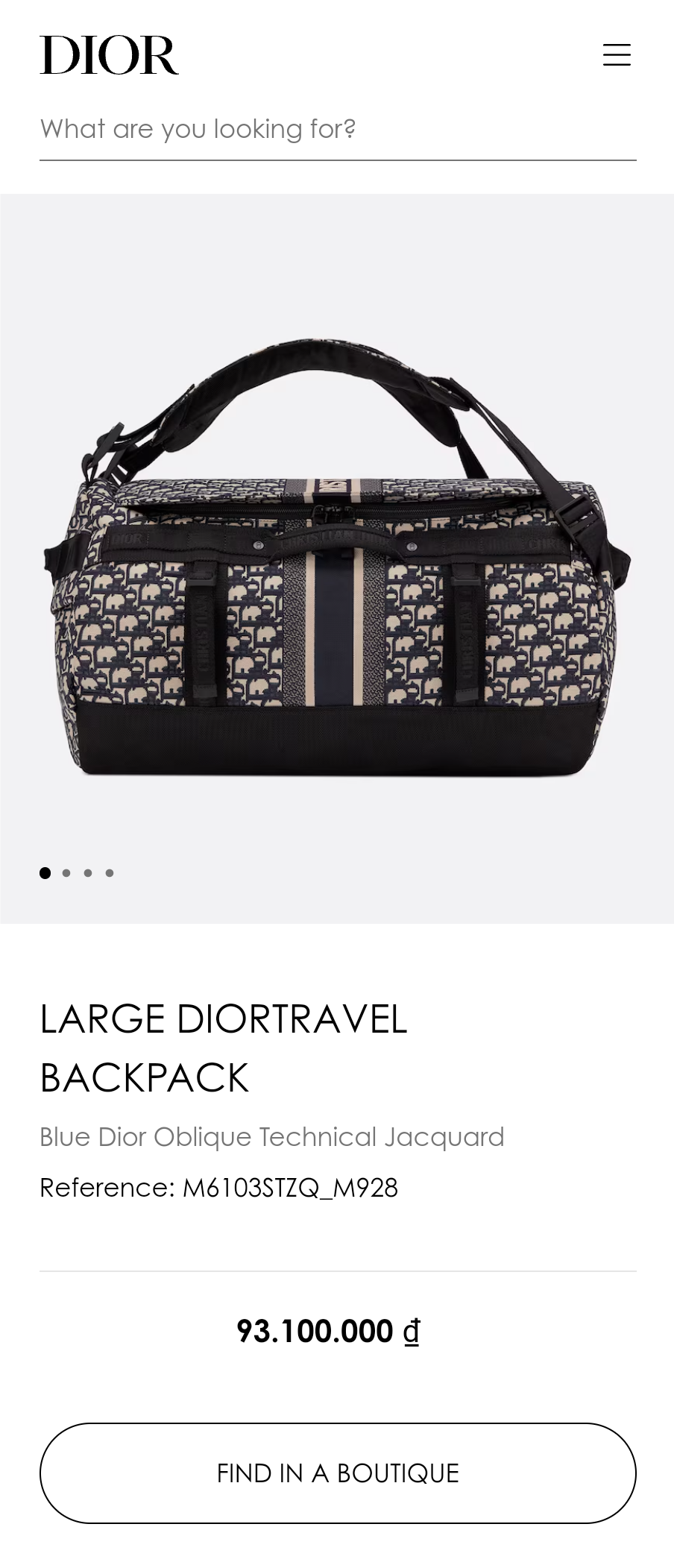 DIOR LARGE DIORTRAVEL BACKPACK Blue Dior Oblique Technical Jacquard M6103STZQ_M928