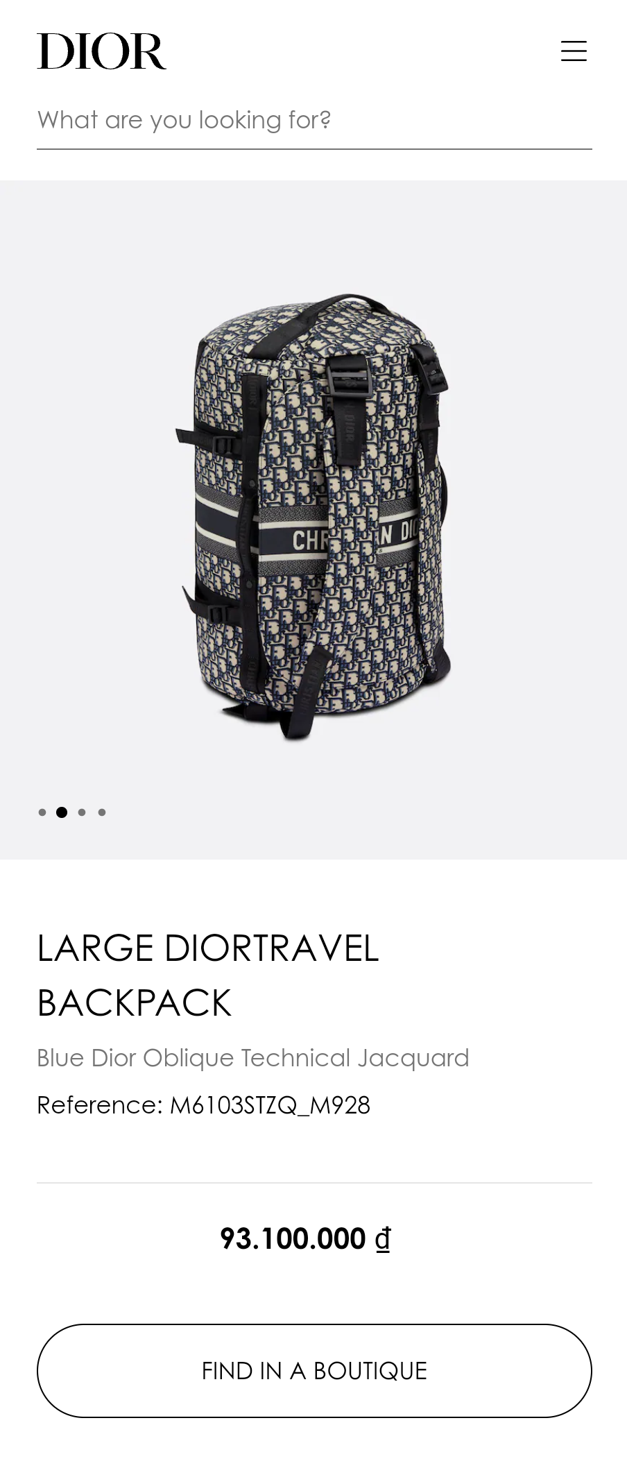 DIOR LARGE DIORTRAVEL BACKPACK Blue Dior Oblique Technical Jacquard M6103STZQ_M928