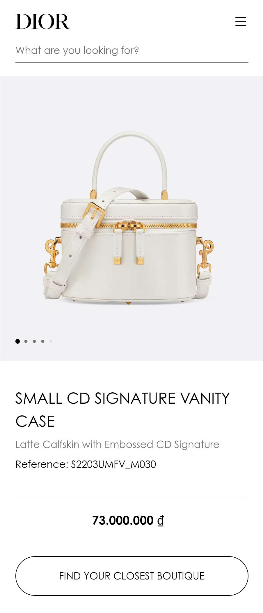 DIOR SMALL CD SIGNATURE VANITY CASE Latte Calfskin with Embossed CD Signature S2203UTZQ