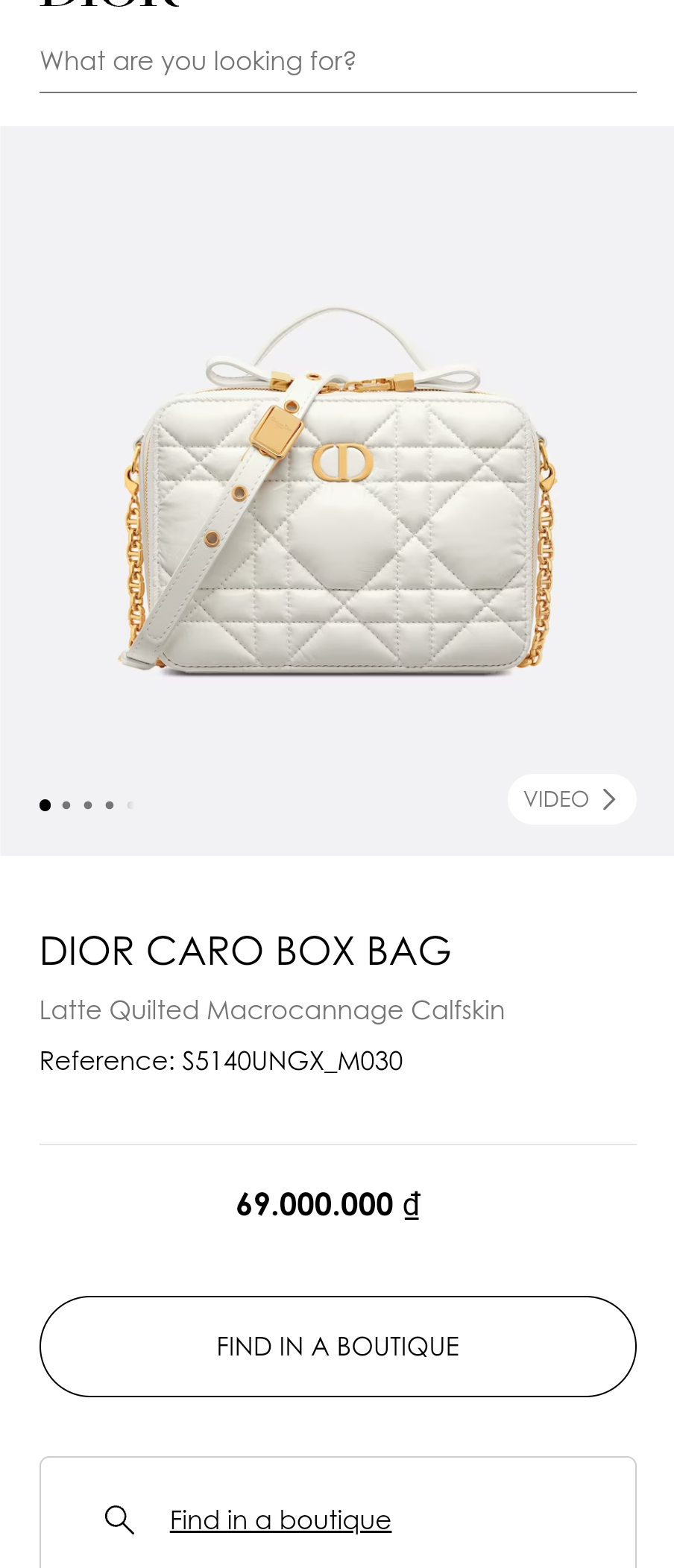 DIOR CARO BOX BAGLatte Quilted Macrocannage Calfskin S5140UNGX