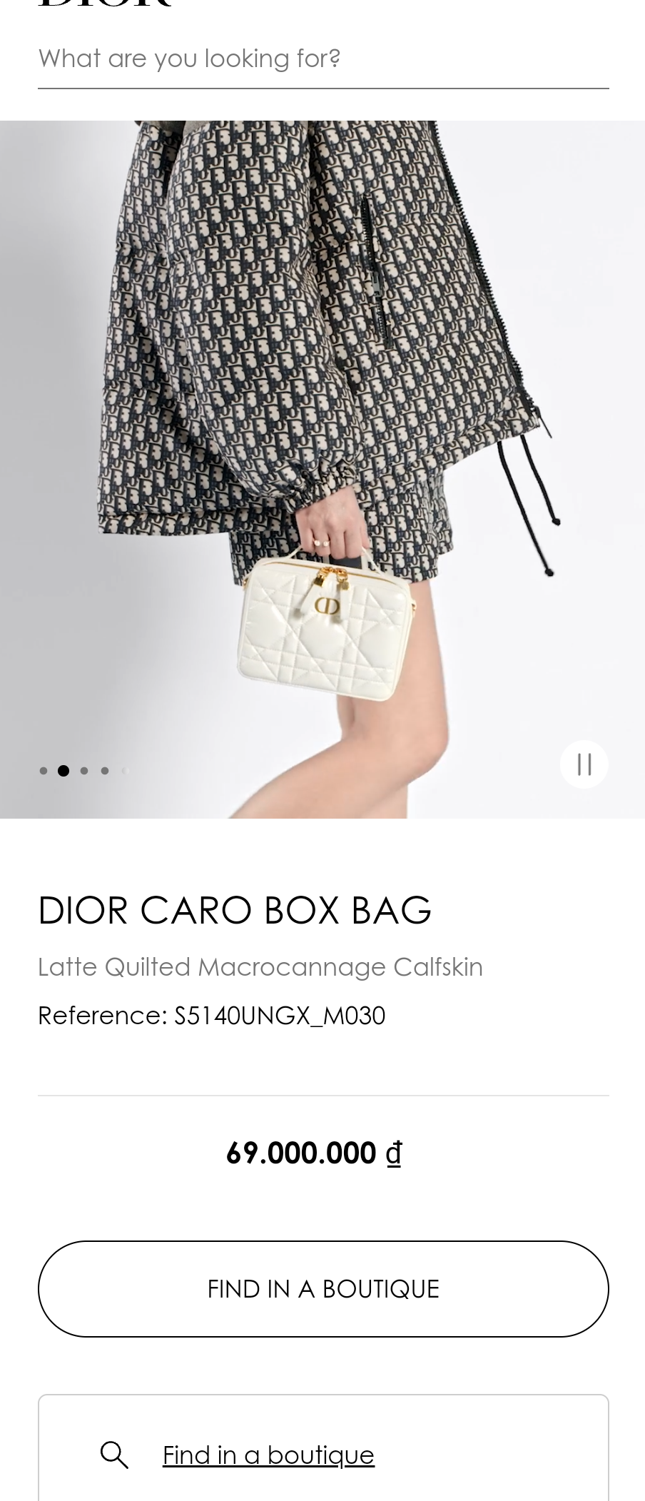 DIOR CARO BOX BAGLatte Quilted Macrocannage Calfskin S5140UNGX