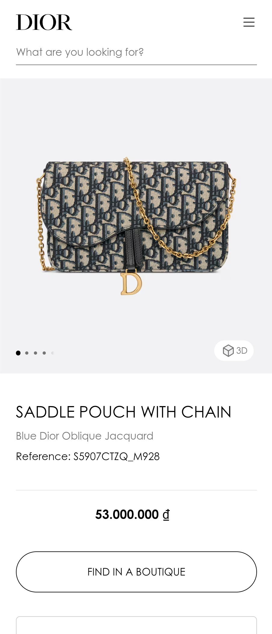 Dior SADDLE POUCH WITH CHAIN Blue Dior Oblique Jacquard S5907CTZQ_M928