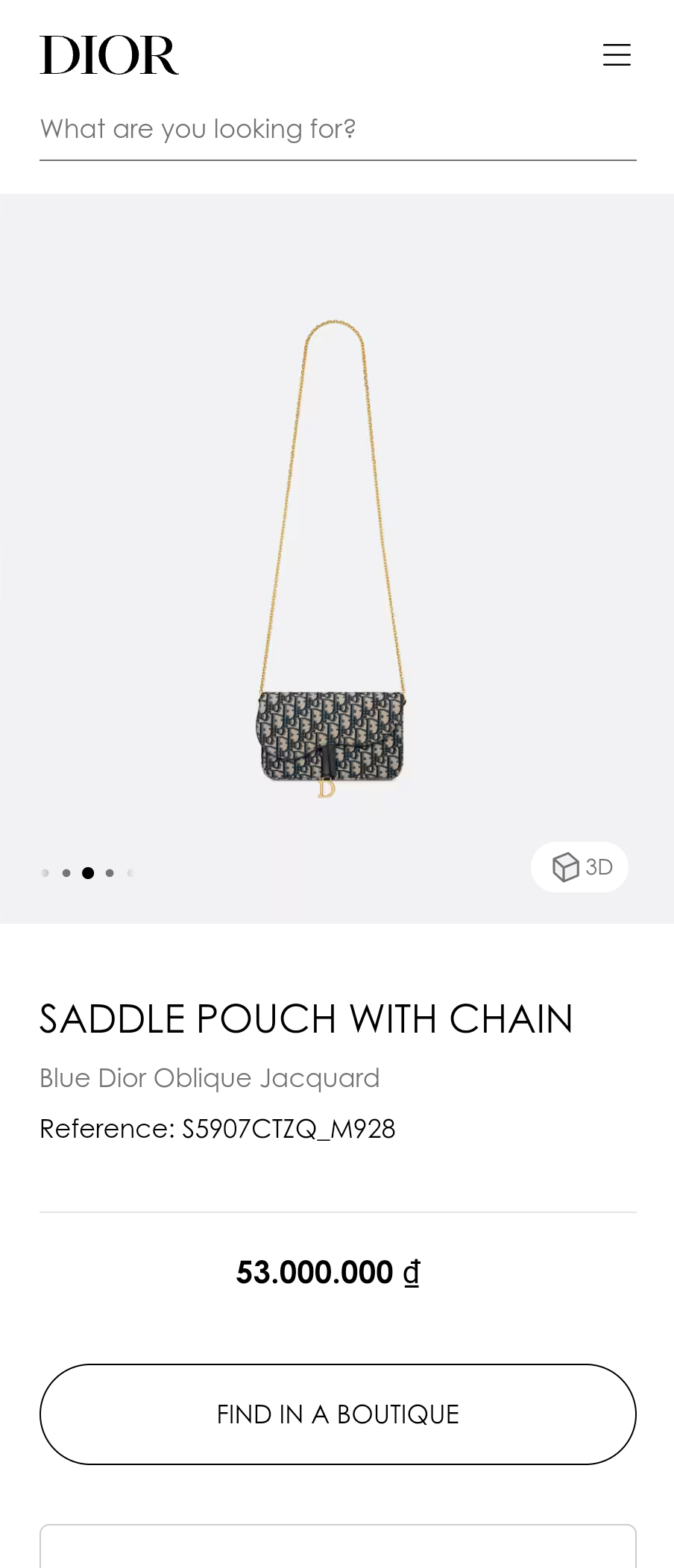 Dior SADDLE POUCH WITH CHAIN Blue Dior Oblique Jacquard S5907CTZQ_M928