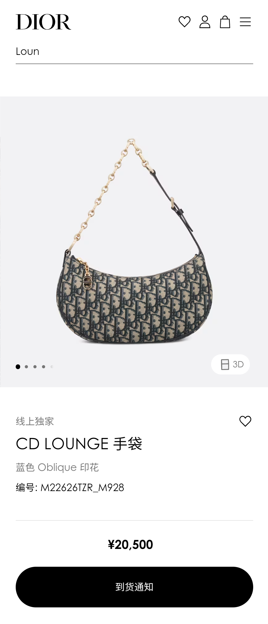 DIOR CD LOUNGE Oblique M22626TZR