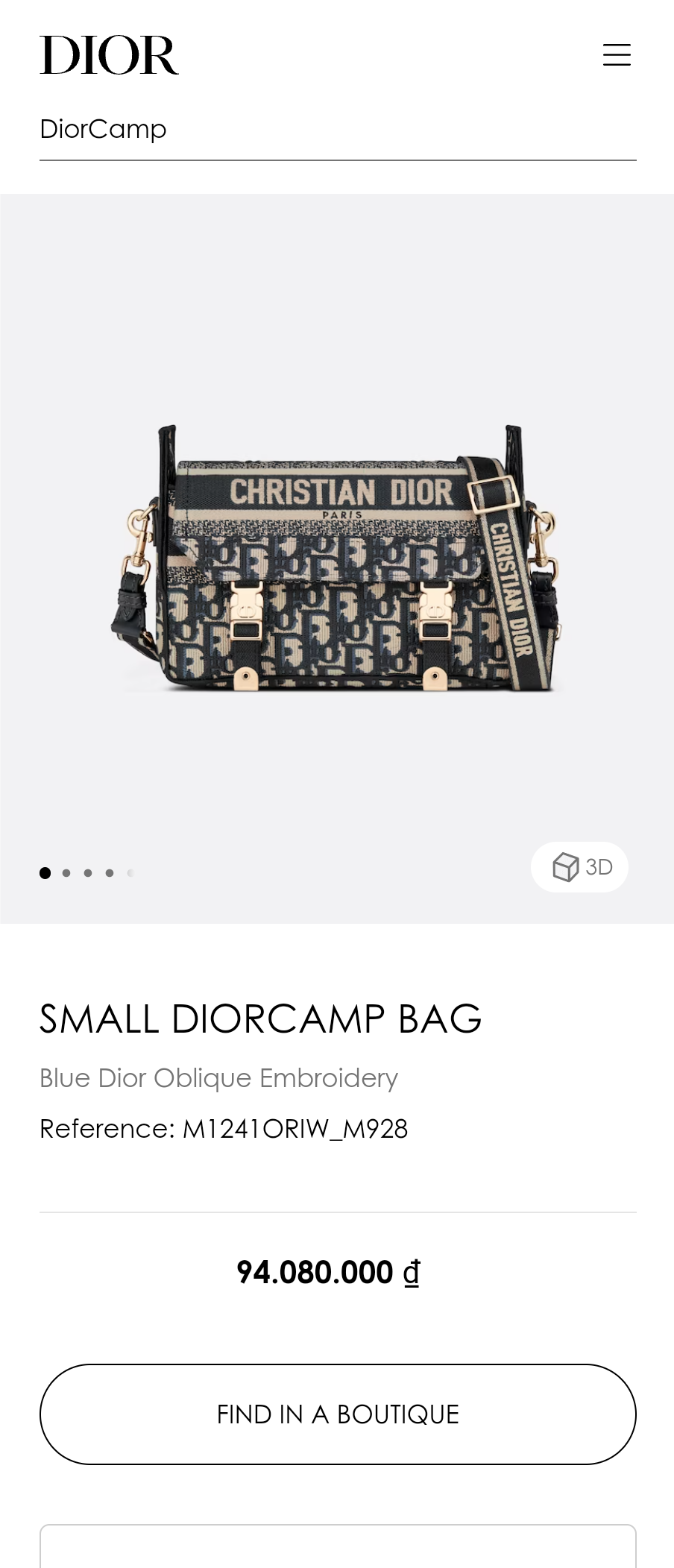 DIOR SMALL DIORCAMP BAG Blue Dior Oblique EmbroideryM1241ORIW_M928