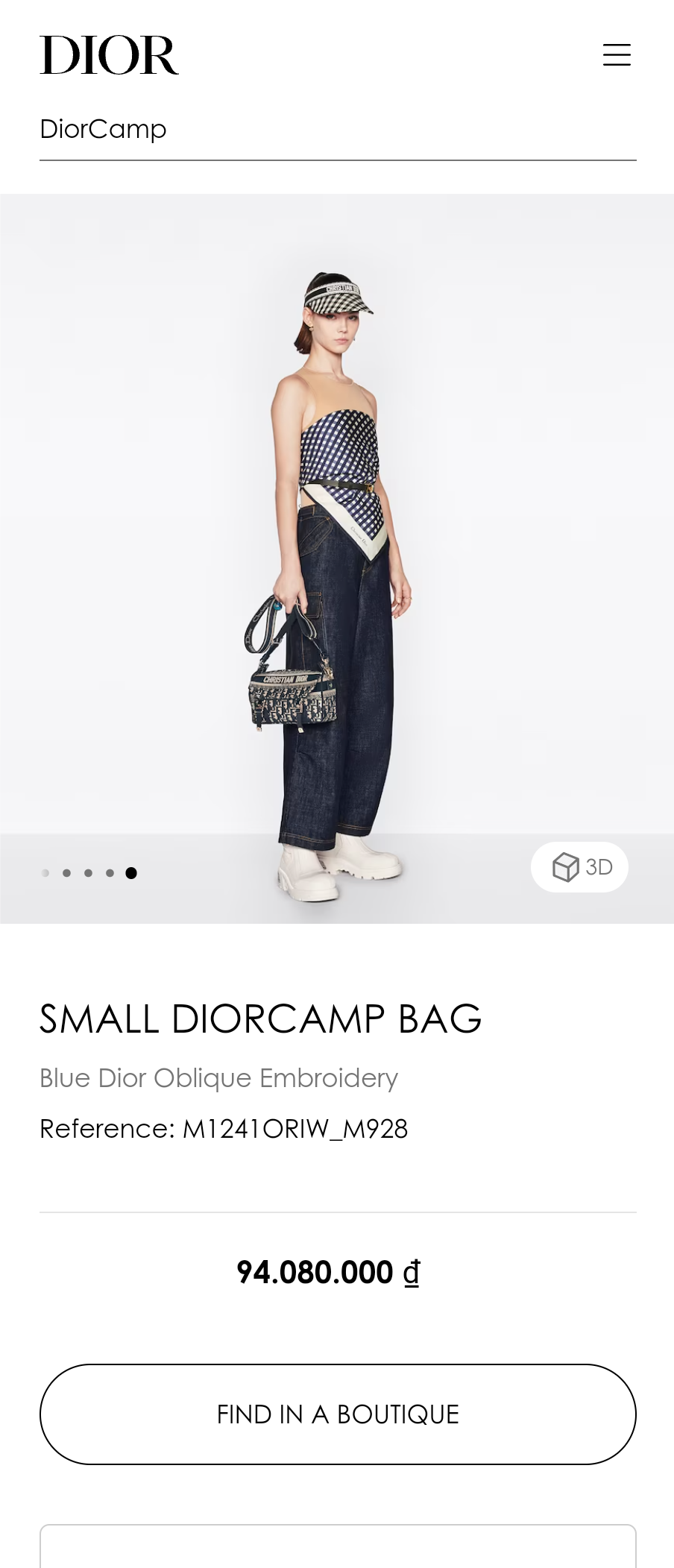 DIOR SMALL DIORCAMP BAG Blue Dior Oblique EmbroideryM1241ORIW_M928