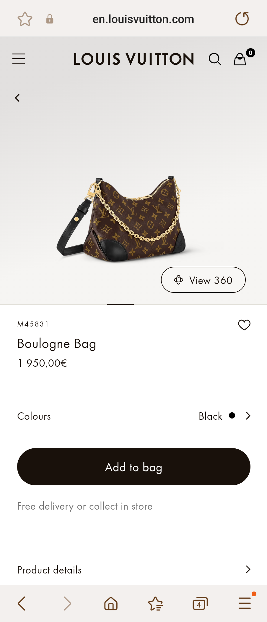 LOUIS VUITTON M45831 Boulogne Bag