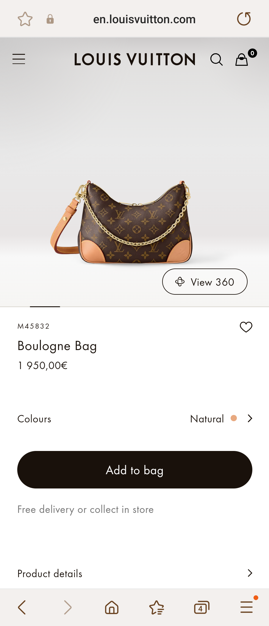 LOUIS VUITTON M45832 Boulogne Bag