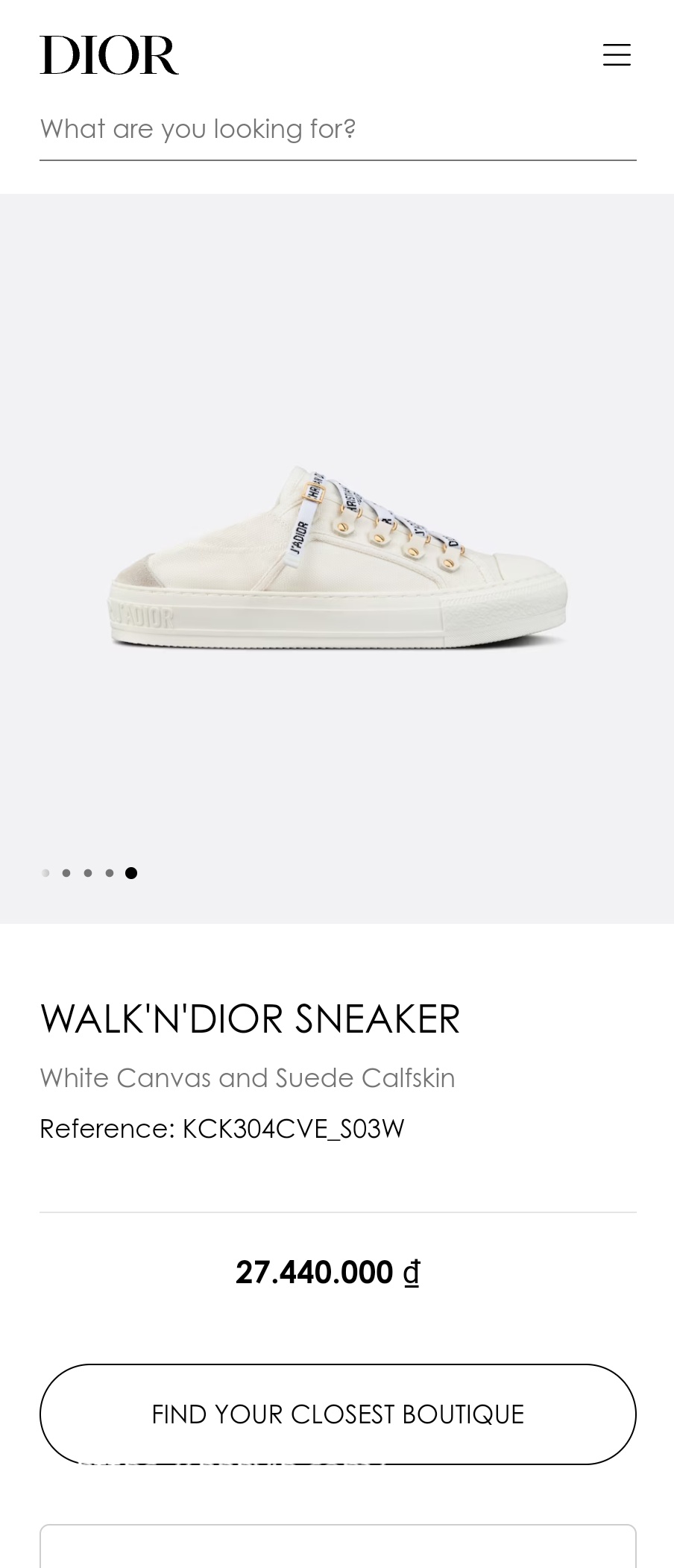 Dior WALK'N'DIOR SNEAKER White Canvas and Suede Calfskin