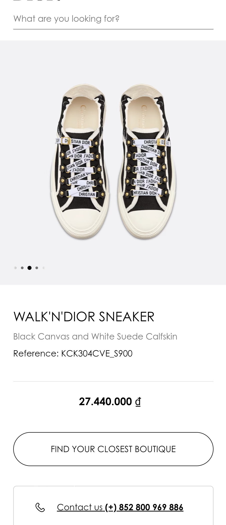 DIOR WALK'N'DIOR SNEAKER Black Canvas and White Suede Calfskin