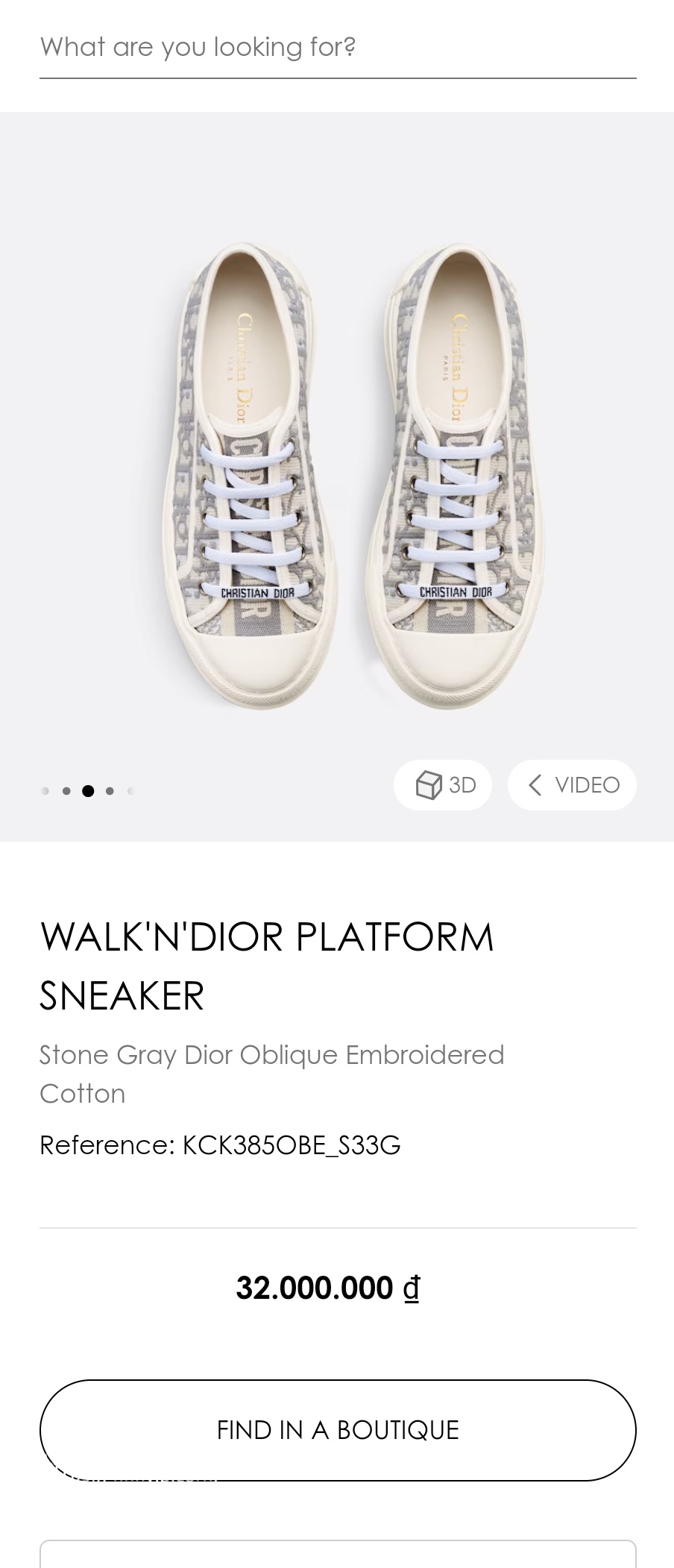 Dior WALK'N'DIOR PLATFORM SNEAKER Stone Gray Dior Oblique Embroidered Cotton