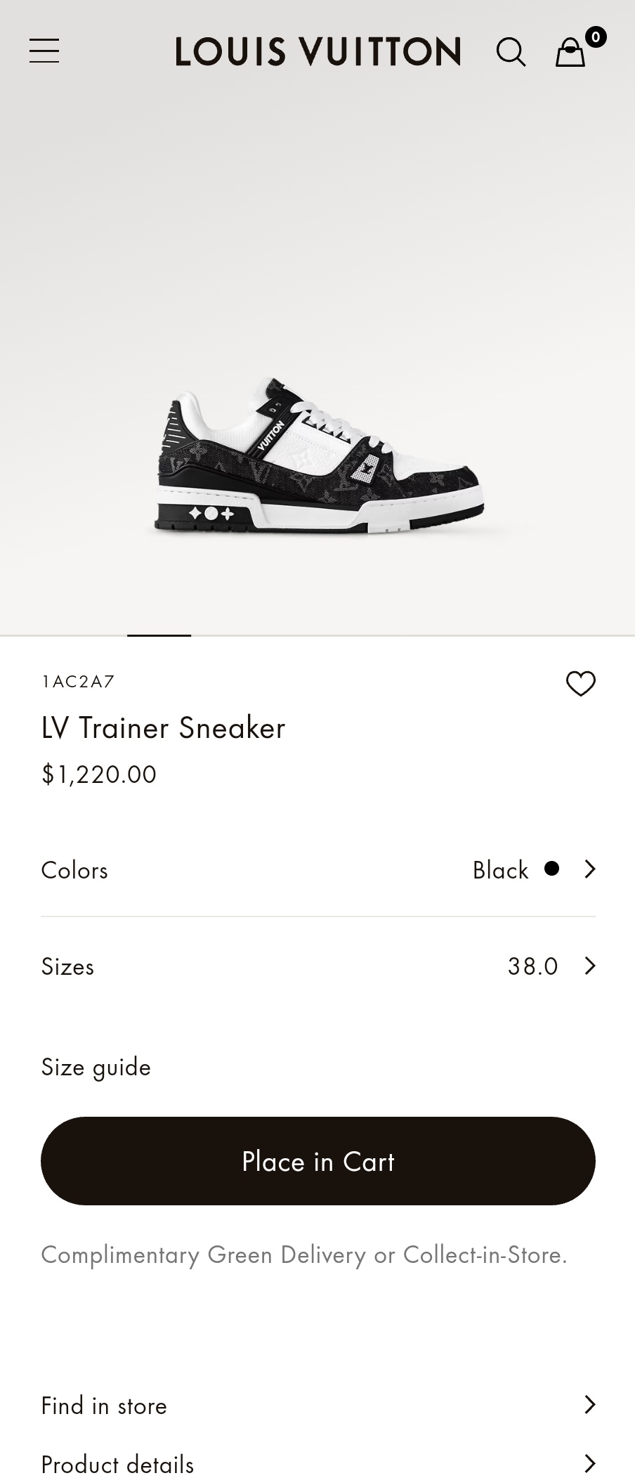 Louis Vuitton 1AC2A7 LV Trainer Sneaker