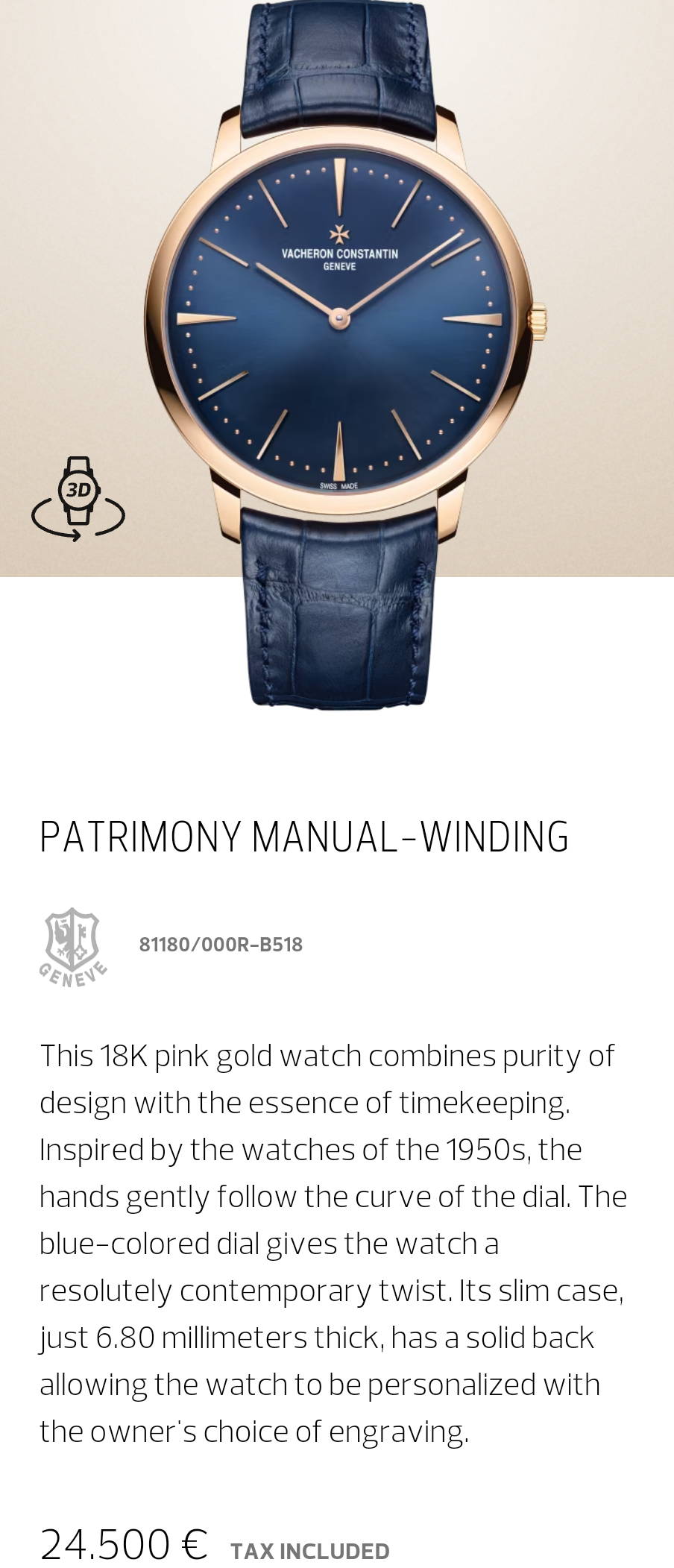 Vacheron Constantin PATRIMONY MANUAL-WINDING 81180/000R-B518