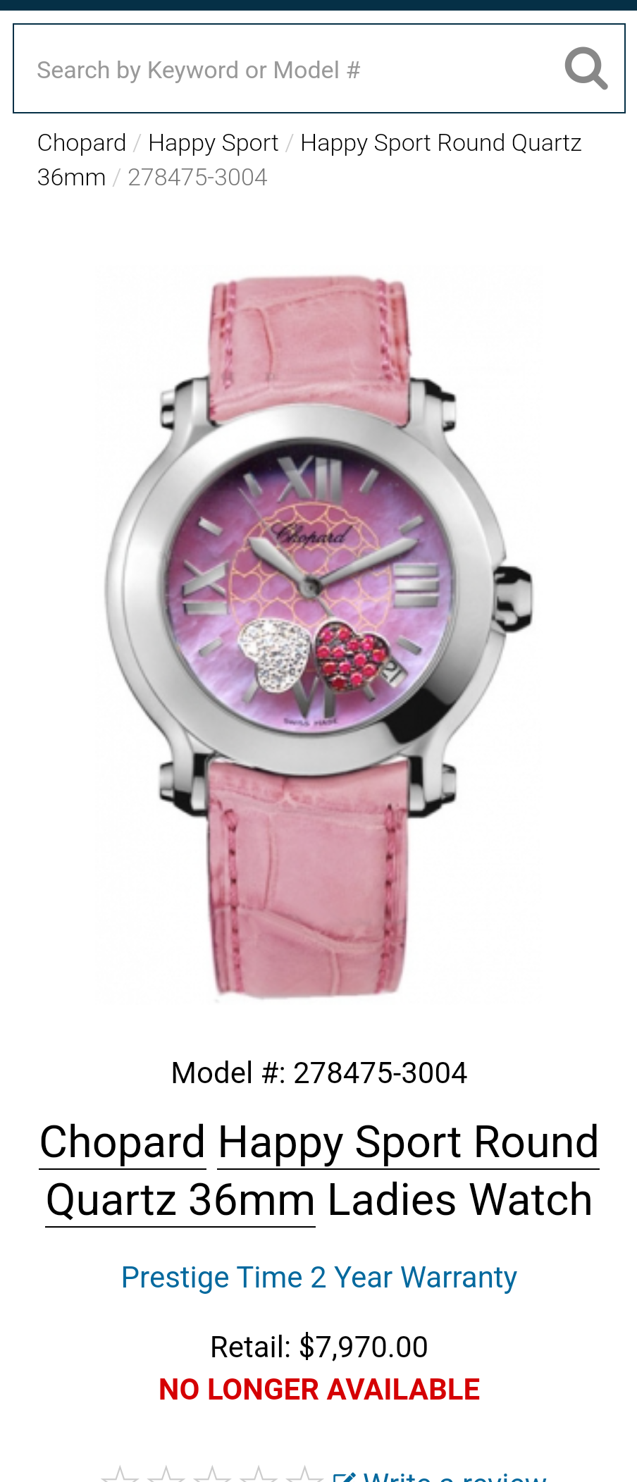 Chopard Happy Sport White/Leather 36 mm 278475-3004