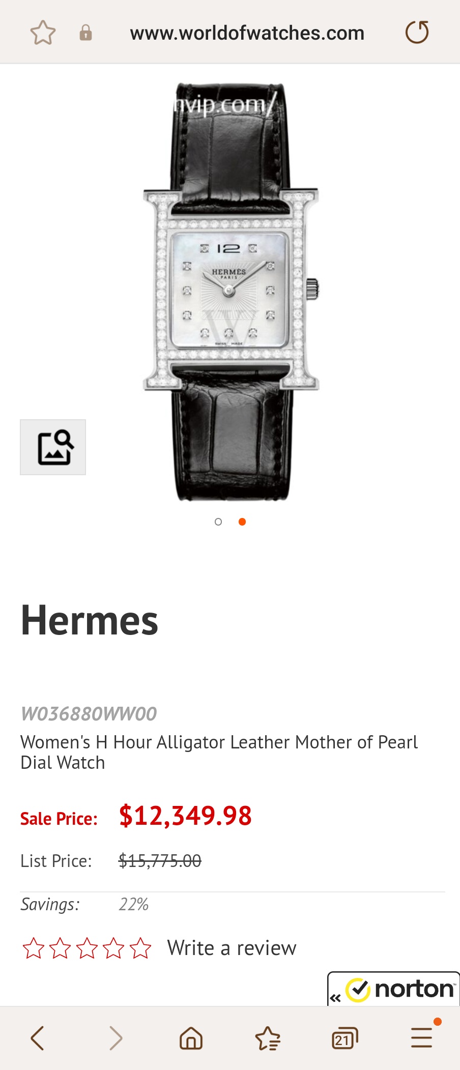 Hermes H Hour 036880WW00 Medium MM 26mm