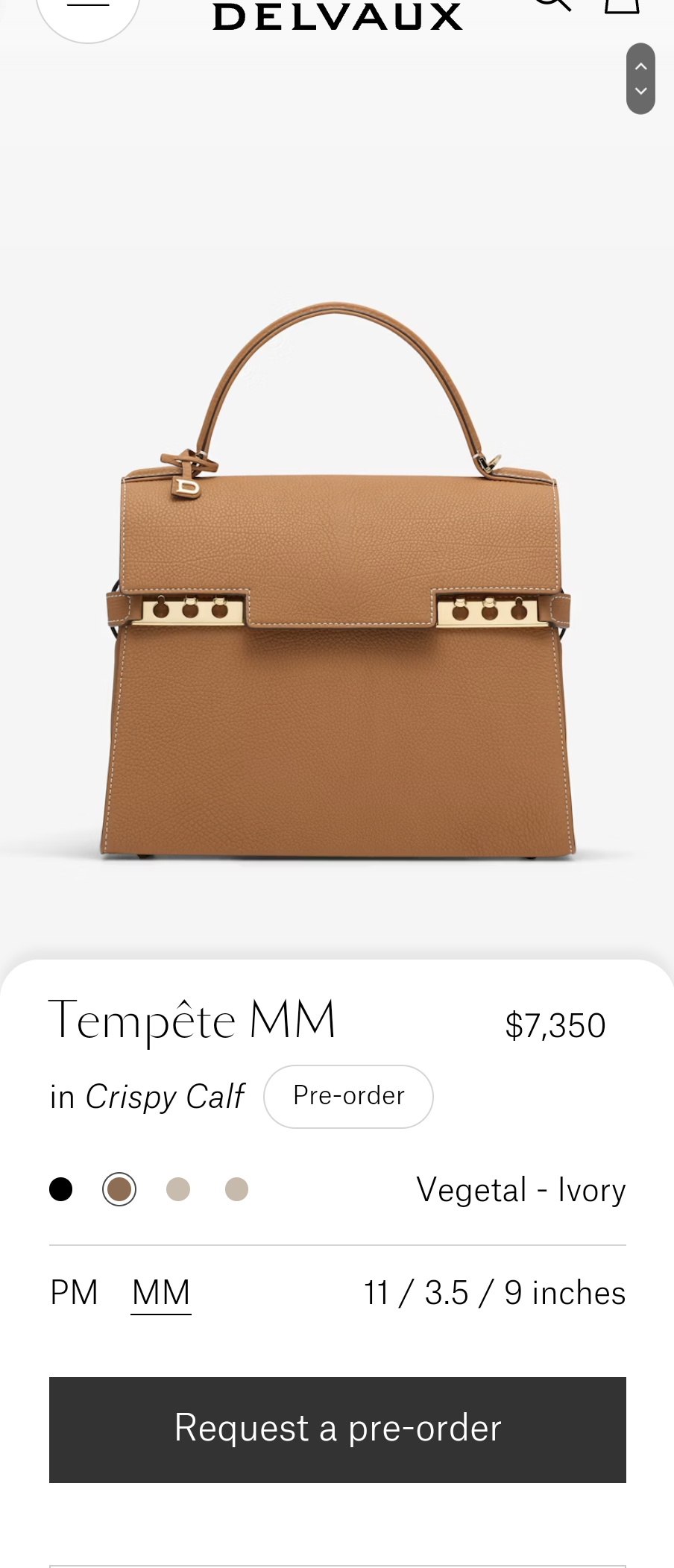 Delvaux Tempête MM in Crispy Calf AA0611AMF0ADNDO Vegetal - Ivory