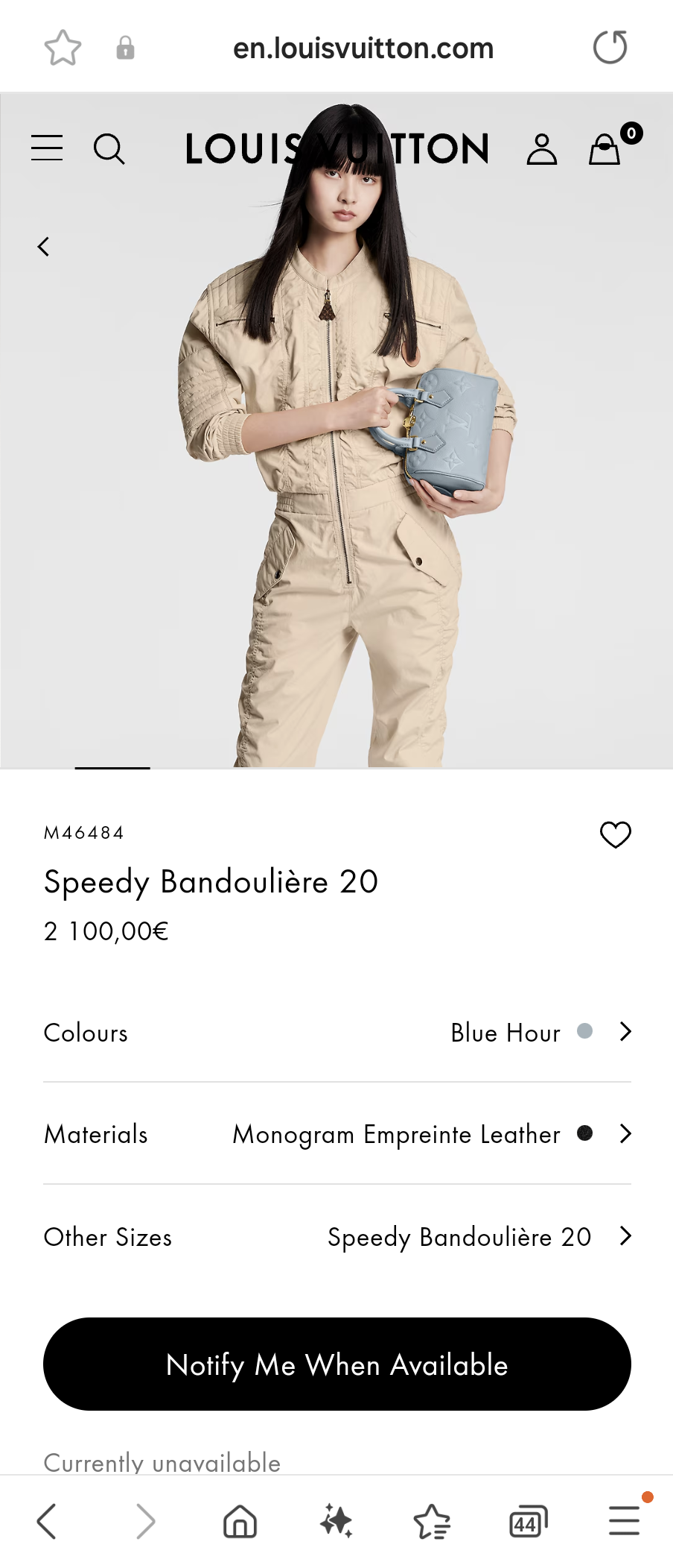 Louis Vuitton M46484 Speedy Bandoulière 20 Blue Hour Lv1