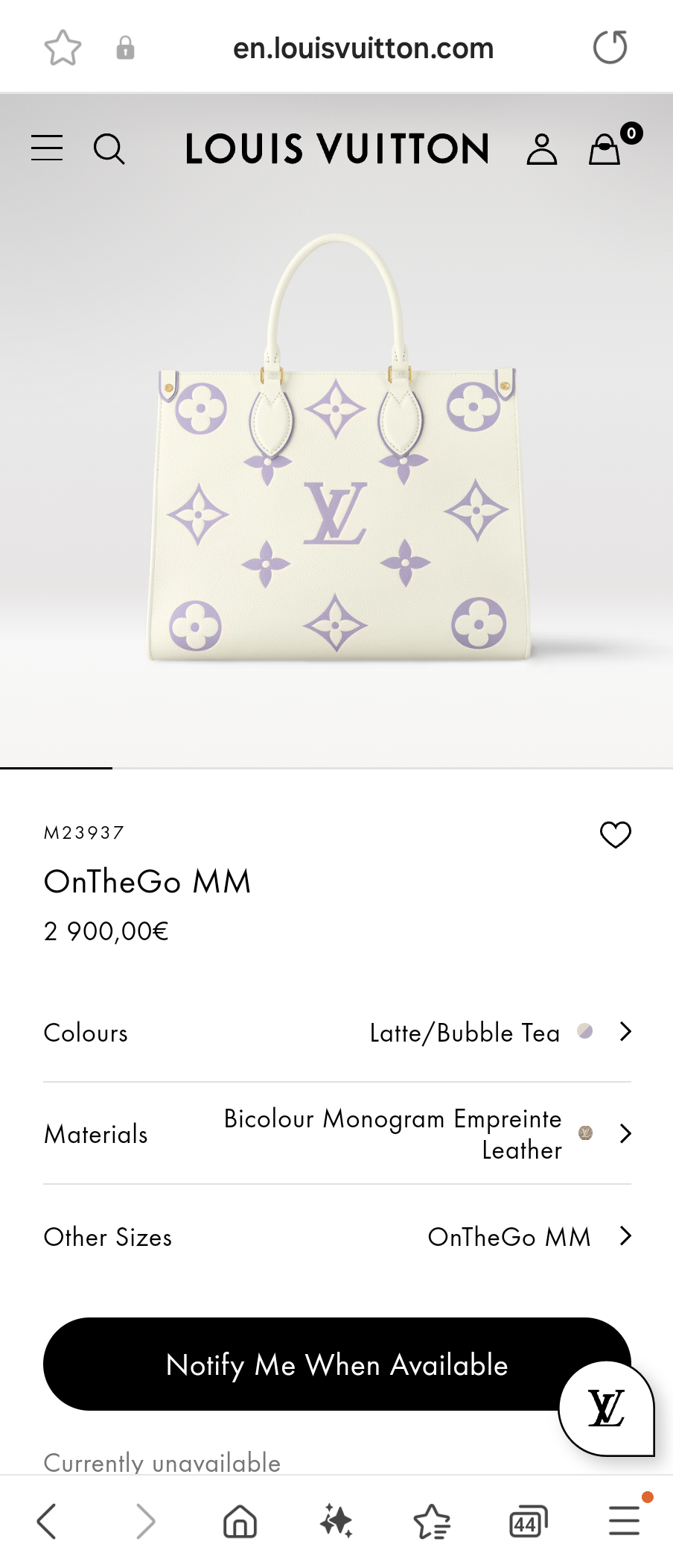 Louis Vuitton M23937 on the go MM