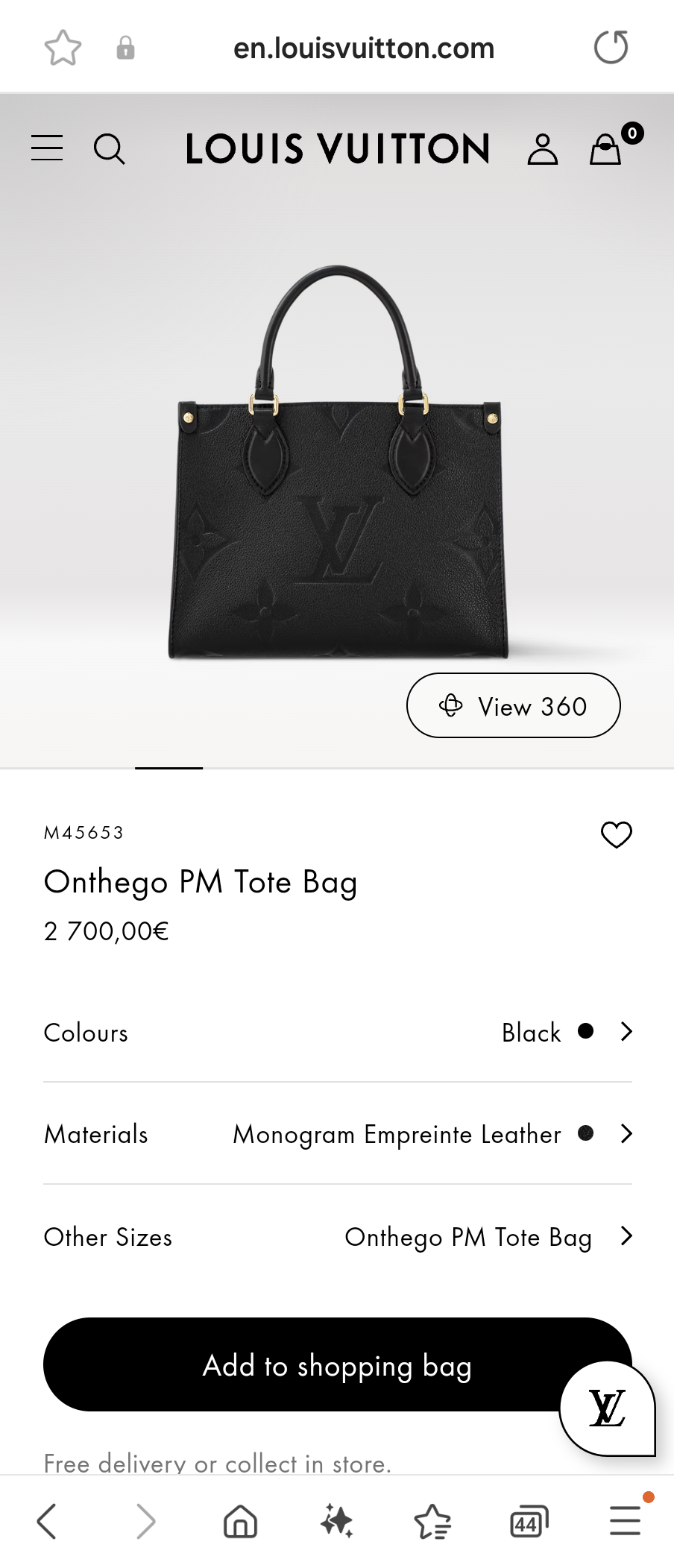 Louis Vuitton M45653 Onthego PM Tote Bag Lv1