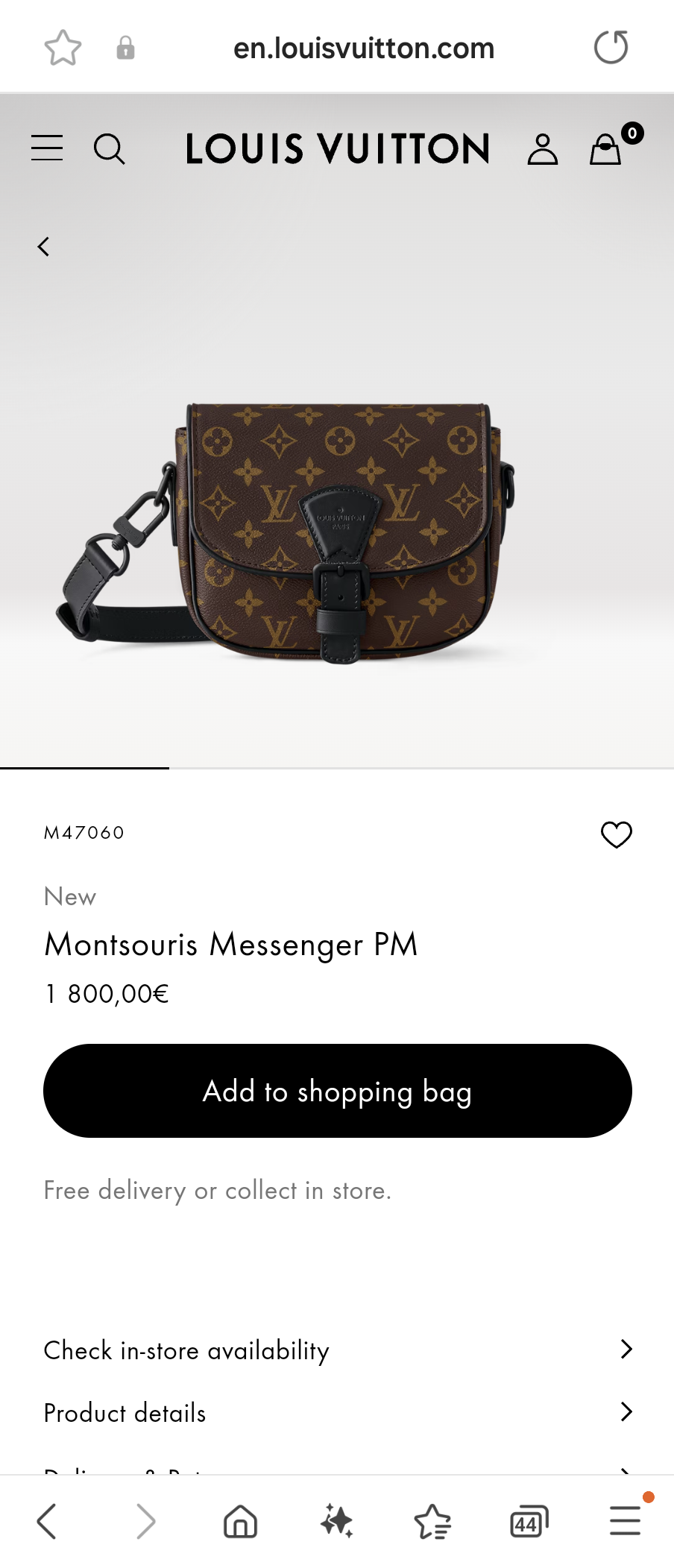 Louis Vuitton M47060 Montsouris Messenger PM​ Lv1
