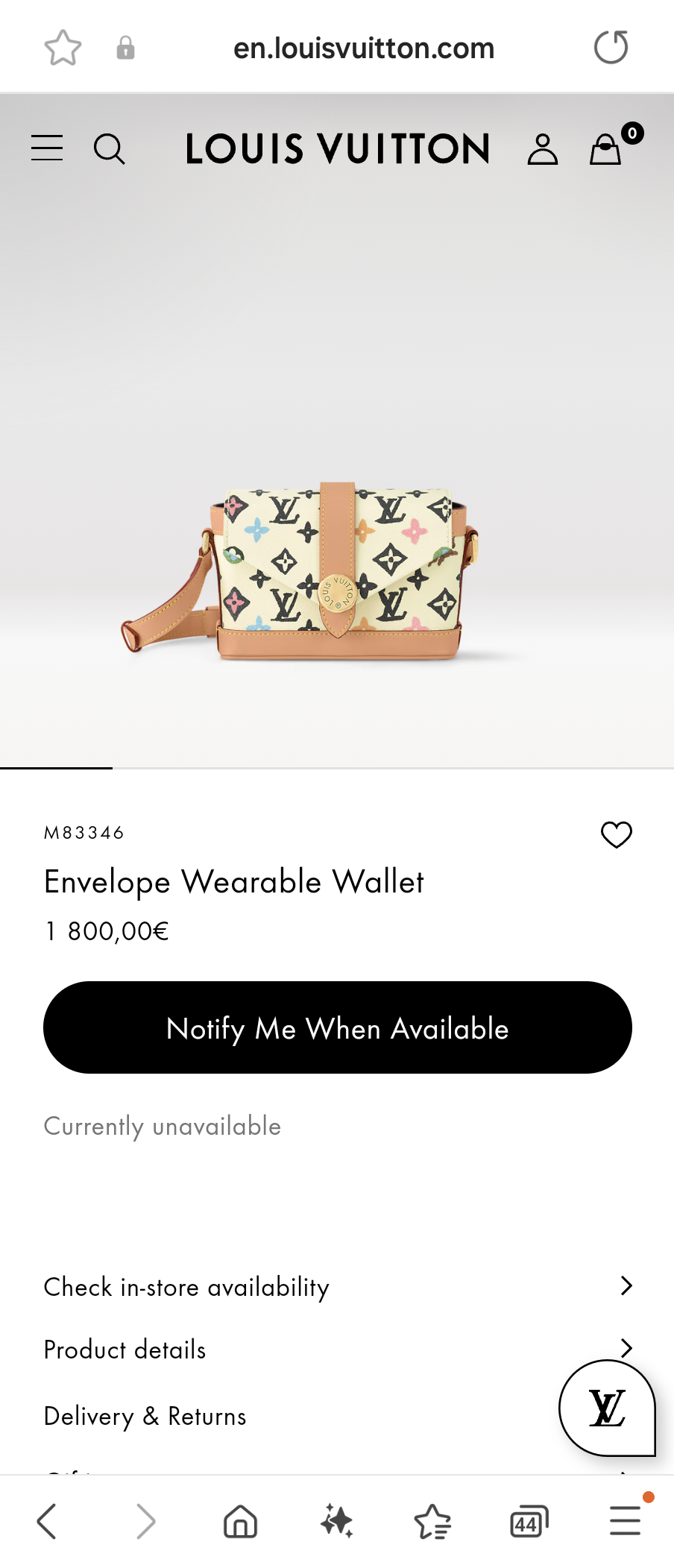 Louis Vuitton M83346 Envelope Wearable Wallet Lv1