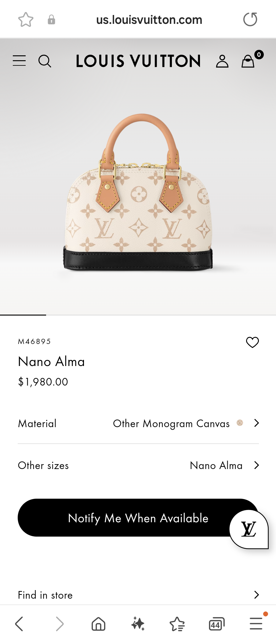 Louis Vuitton M46895 Nano Alma Lv1